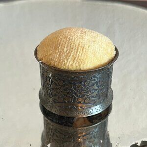 Antique Victorian Hat Pin Push Pin Cushion Bolster Pillow Brass Vanity Decor  Th